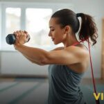 Uso de elásticos e halteres leves para fortalecer seu treino